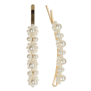 Juukseklamber pärlitega, kuldne 9 cm 2 tk Willkem