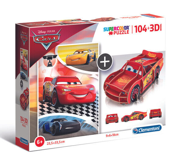 Pusle 104+3D kuju Cars Clementoni