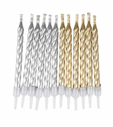 Küünlad 6 cm kuld/hõbe alusega