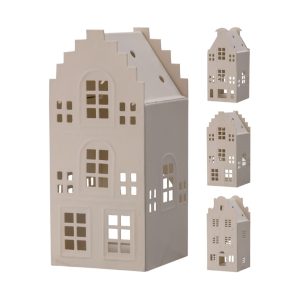 Küünlahoidja 17 cm maja valge