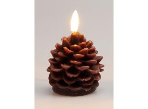 LED küünal käbi 7 cm pruun