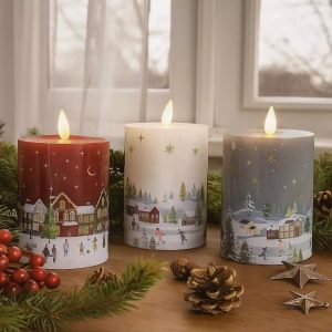 LED küünal 10 cm jõuluküla