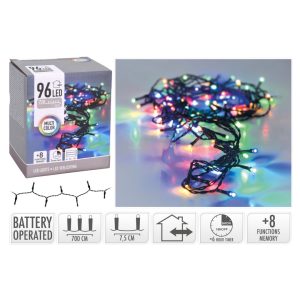 Valguskett 96 LED taimeriga, värviline