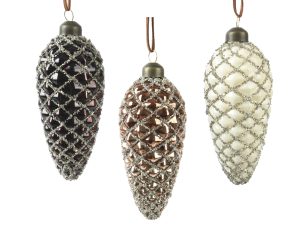 Dekoratsioon klaasist käbi 12 cm