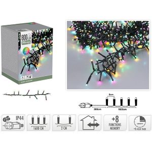 Valguskett 800 LED taimeriga, värviline