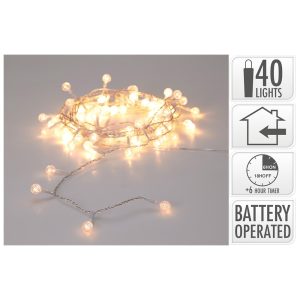 Valguskett 40 LED taimeriga soe valge