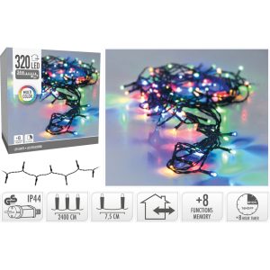 Valguskett 320 LED taimeriga, värviline