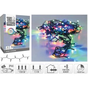 Valguskett 180 LED taimeriga, värviline