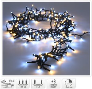 Valguskett 700 LED taimeriga, soe/külm valge