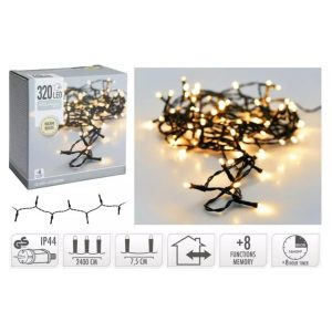 Valguskett 320 LED taimeriga, soe valge