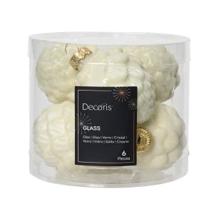 Kuuseehted klaaskäbid 6 tk valge