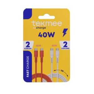 Kaablid 2 tk, 1 m Type-C Tekmee