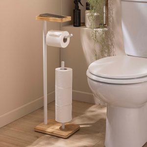 WC paberihoidja telefonialusega valge